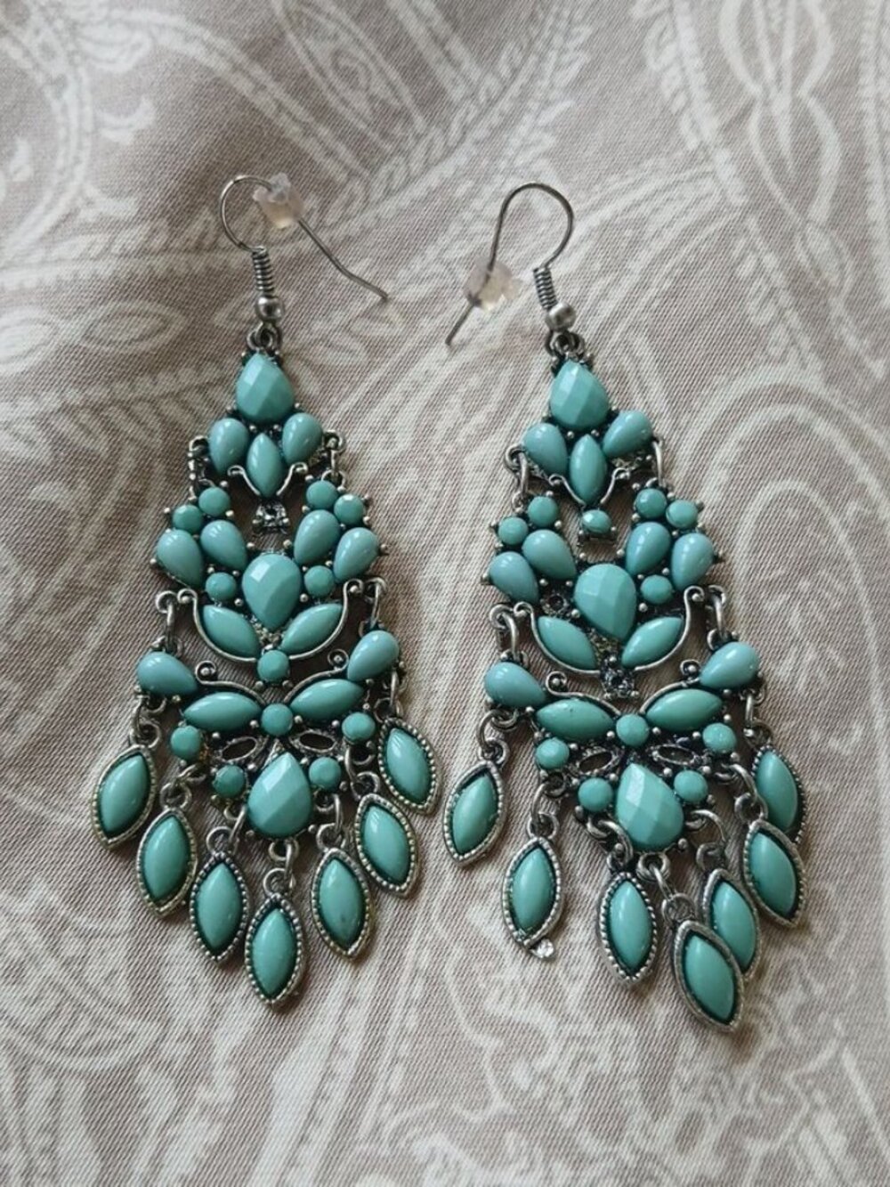 Turquoise Teardrop Chandelier Earrings - Fashion Jewelry